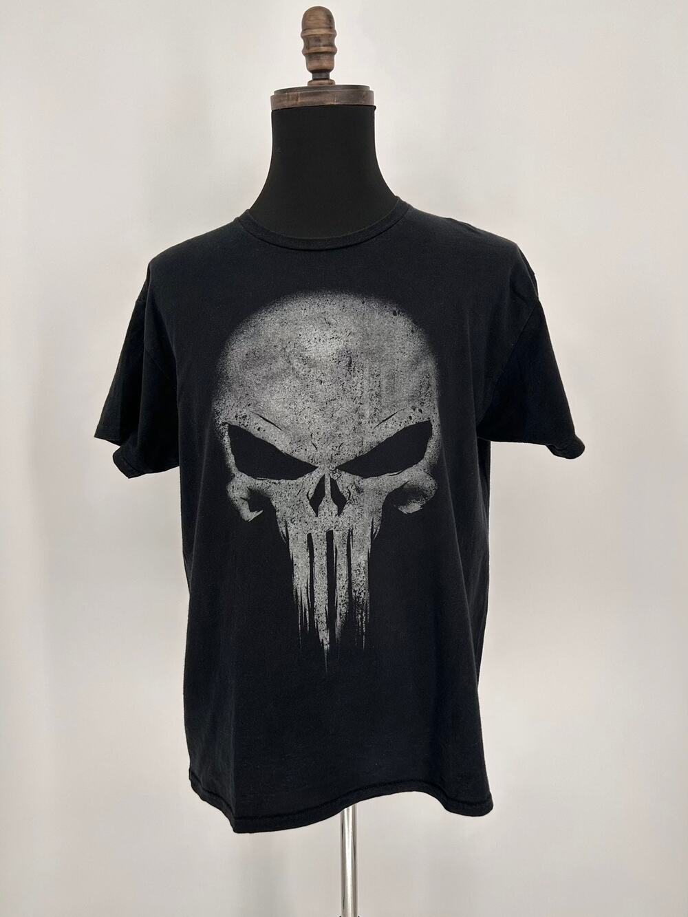Marvel The Punisher Skull Logo T-Shirt Men's Size L Black Graphic Tee